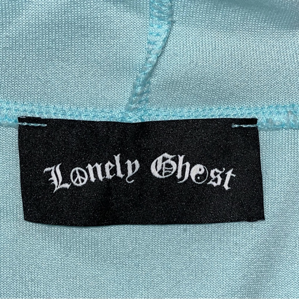 Vintage Y2K Lonely Ghost Blue Velour Bling Rhinestone Tracksuit Matching Set - Picture 5 of 15